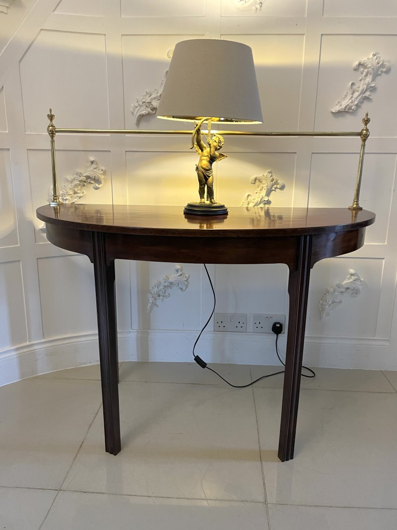 Unusual Pair of Antique George III Quality Mahogany Demi-Lune Consoles Tables - Image 6